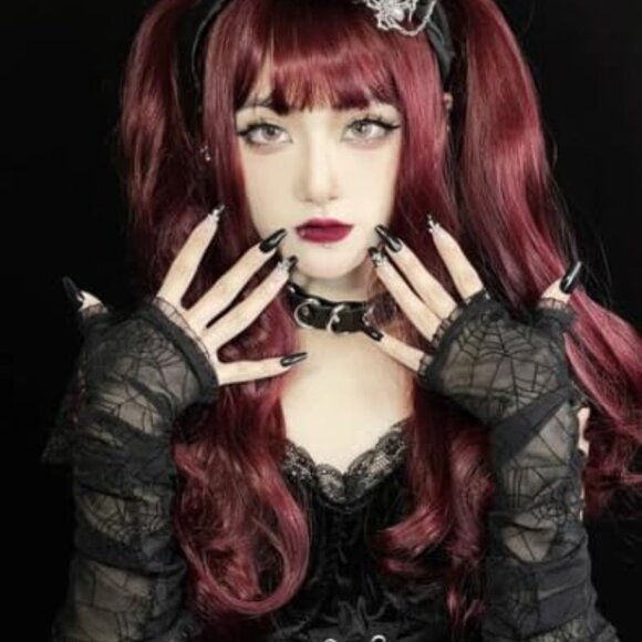 Long Black Opera Lace Gloves - Fingerless Evening Gloves for Women Spider Web - Picture 2 of 6